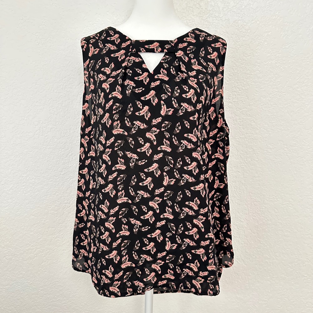 Pleione Sleeveless Top Relaxed Fit XL Black Feathers Artsy Cottage Whimsigoth